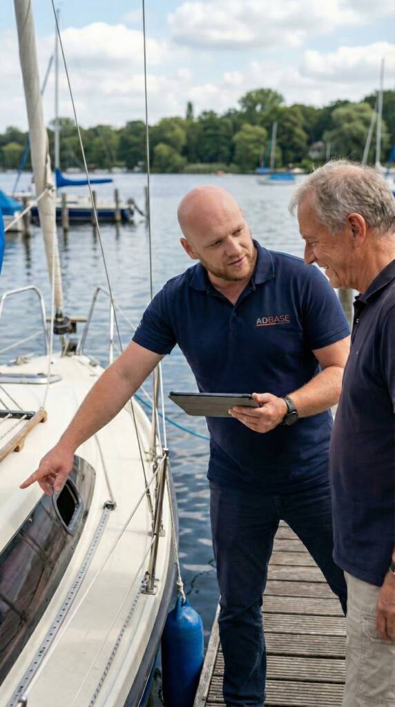 Kaufberatung Berlin – Bootsgutachter erläutert Befunde am Boot