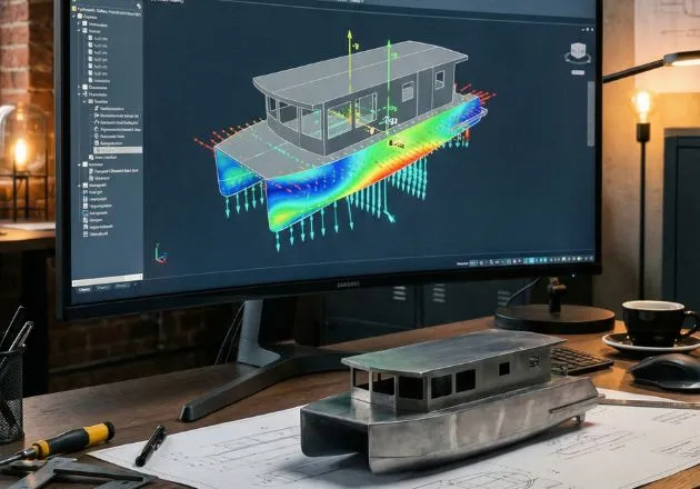 Digitale Hydrostatik-Analyse zur Berechnung der Stabilität einer Hausyacht.