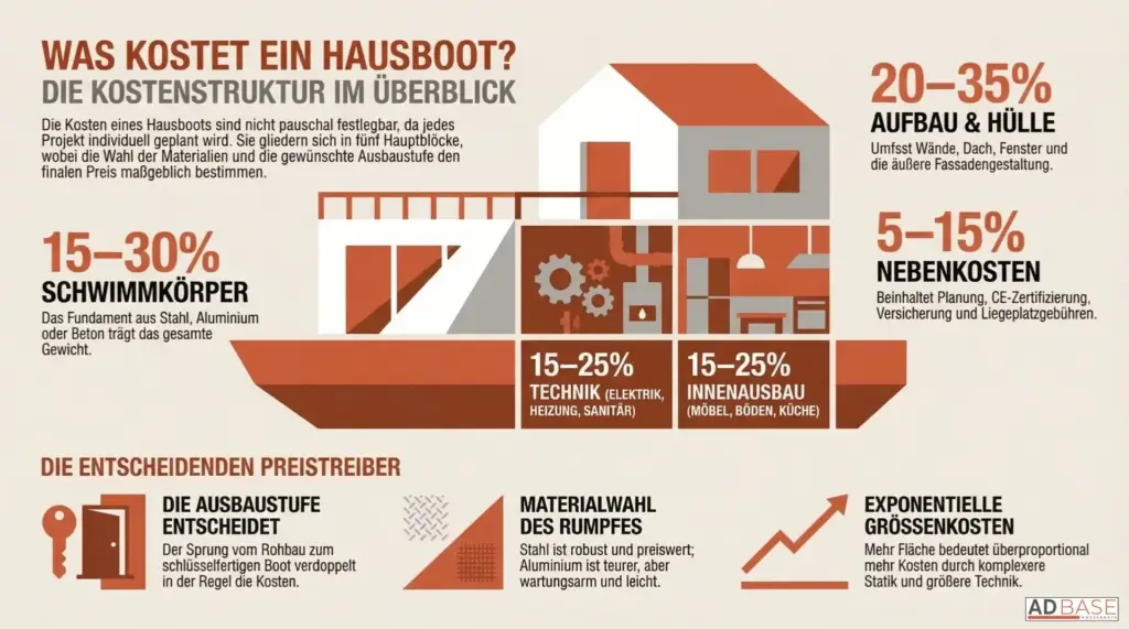 Infografik zum Blogbeitrag : Was kostet ein Hausboot?