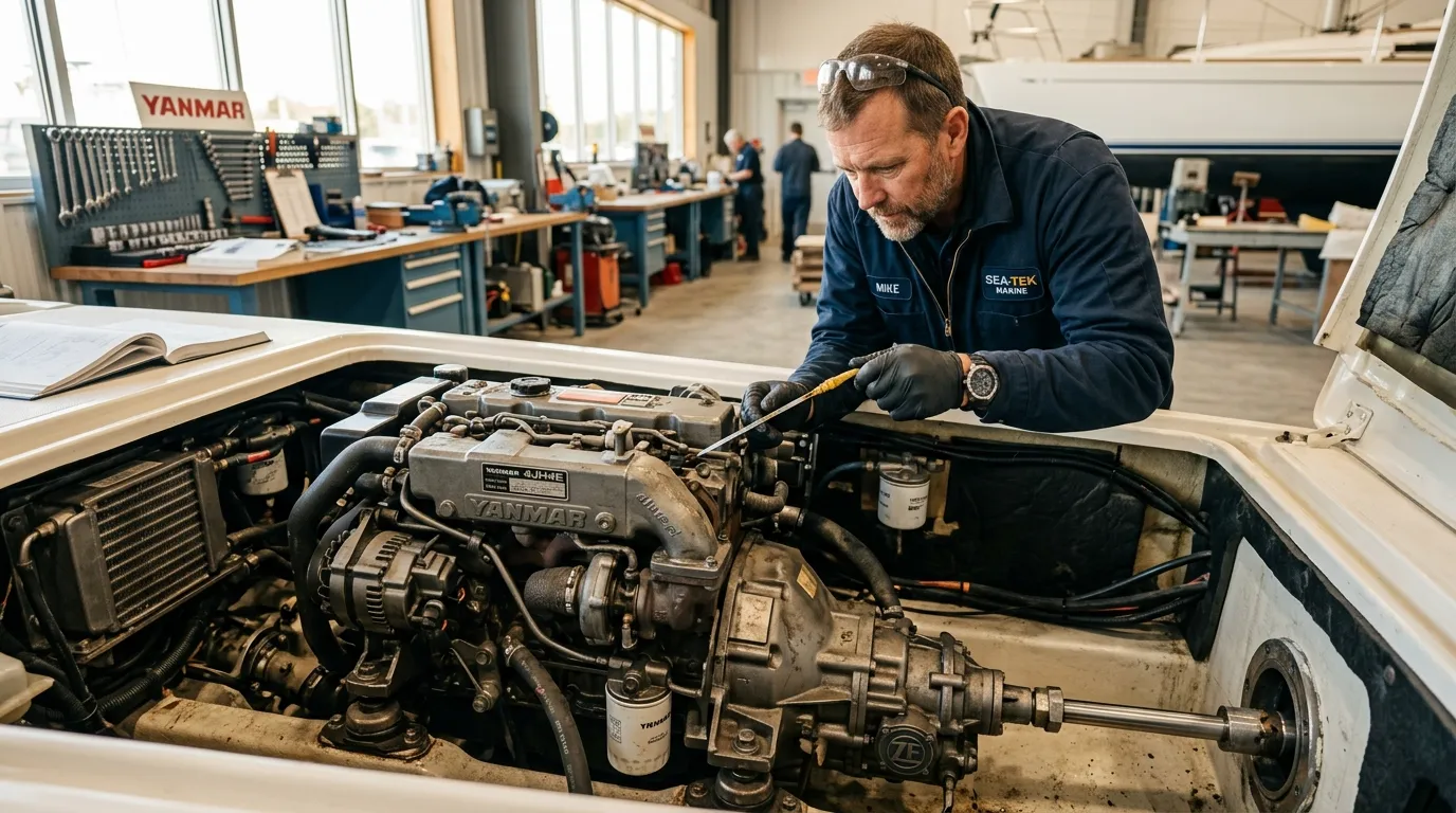 Motor und Antrieb werden bei einer Gutachten-Prüfung auf Funktion und Zustand gecheckt